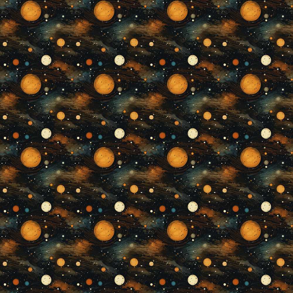 Dark Golden Planets Galaxy Space Elegant Cosmic Illustration