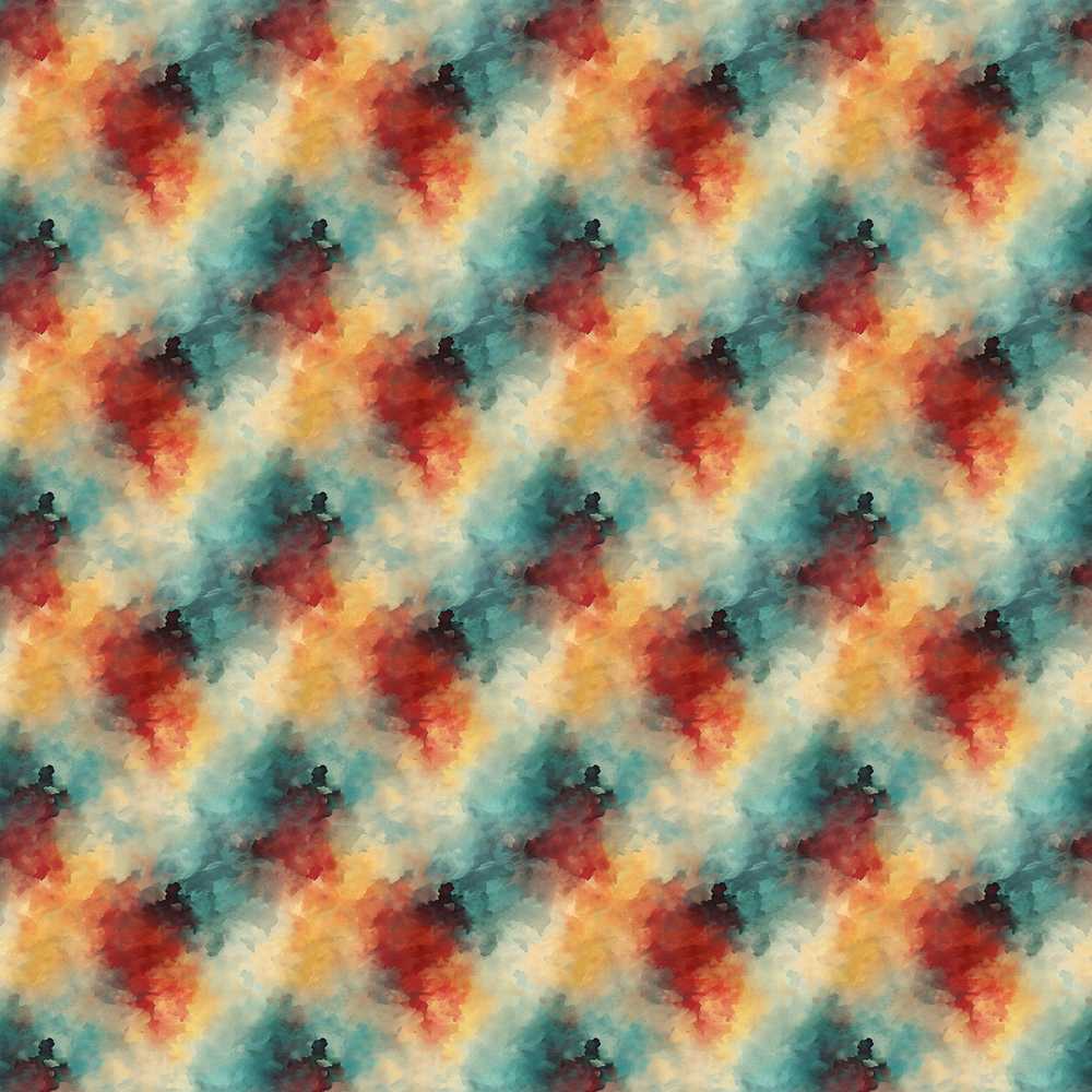 Abstract Watercolour Burst in Teal Orange and Red