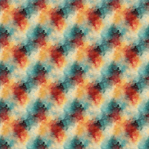 Abstract Watercolour Burst in Teal Orange and Red