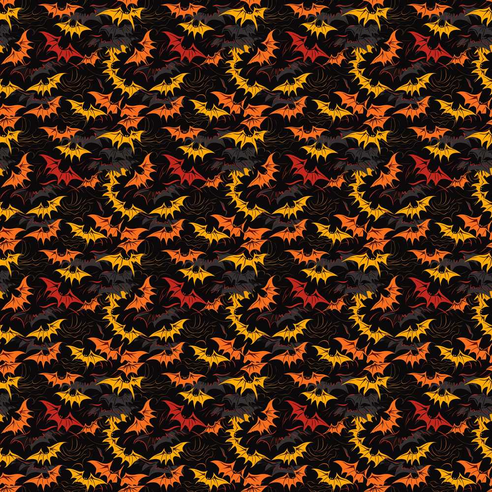 Halloween Bats in Orange Yellow and Black Spooky