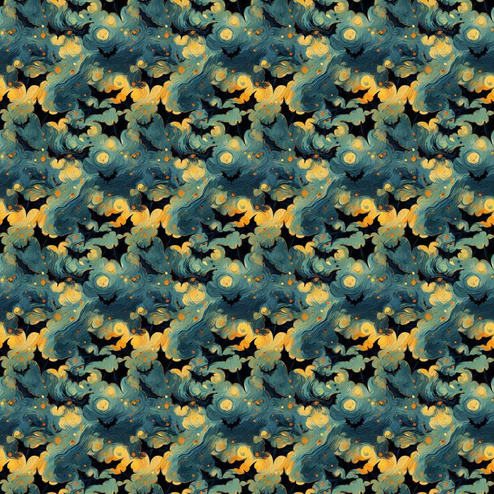 Starry Night Swirling Sky with Bats Artistic Van Gogh Halloween