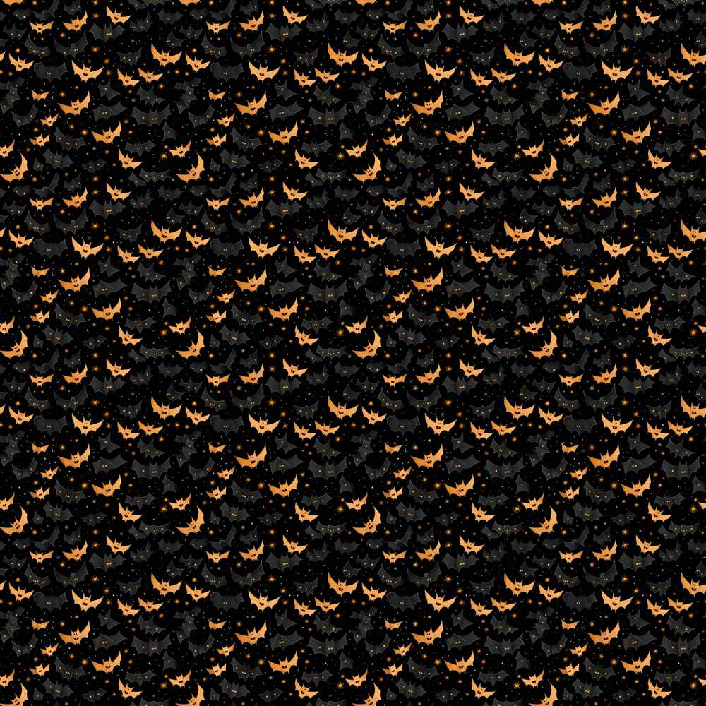Cute Cartoon Bats and Stars on Black Background Fun Halloween