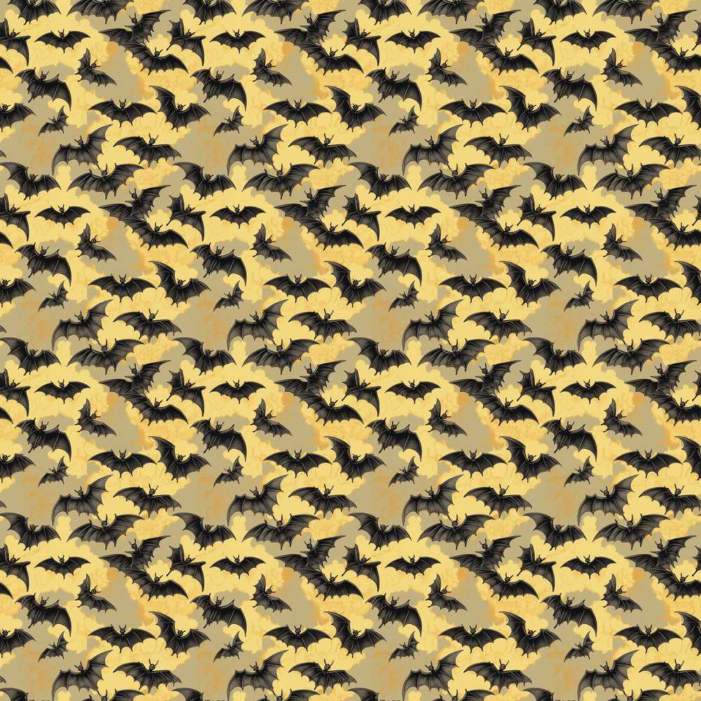 Classic Bats in Yellow Cloudy Sky Vintage Halloween