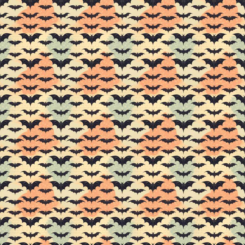 Bats with Pastel Cloud Layers Unique Halloween Spooky