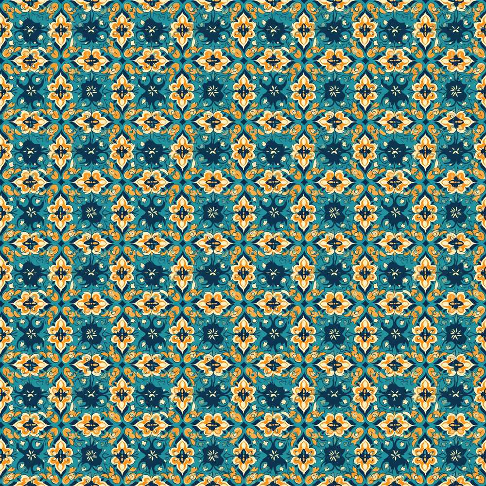 Floral Daisy Motif Cream Orange Wildflower Pattern Botanical