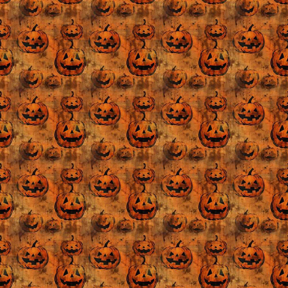 Vintage Halloween Jack O Lantern Pumpkin on Distressed Orange Background
