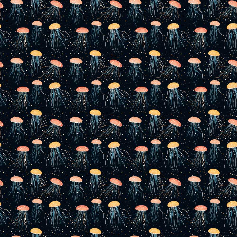 Jellyfish with Soft Orange and Blue Tones on Dark Background