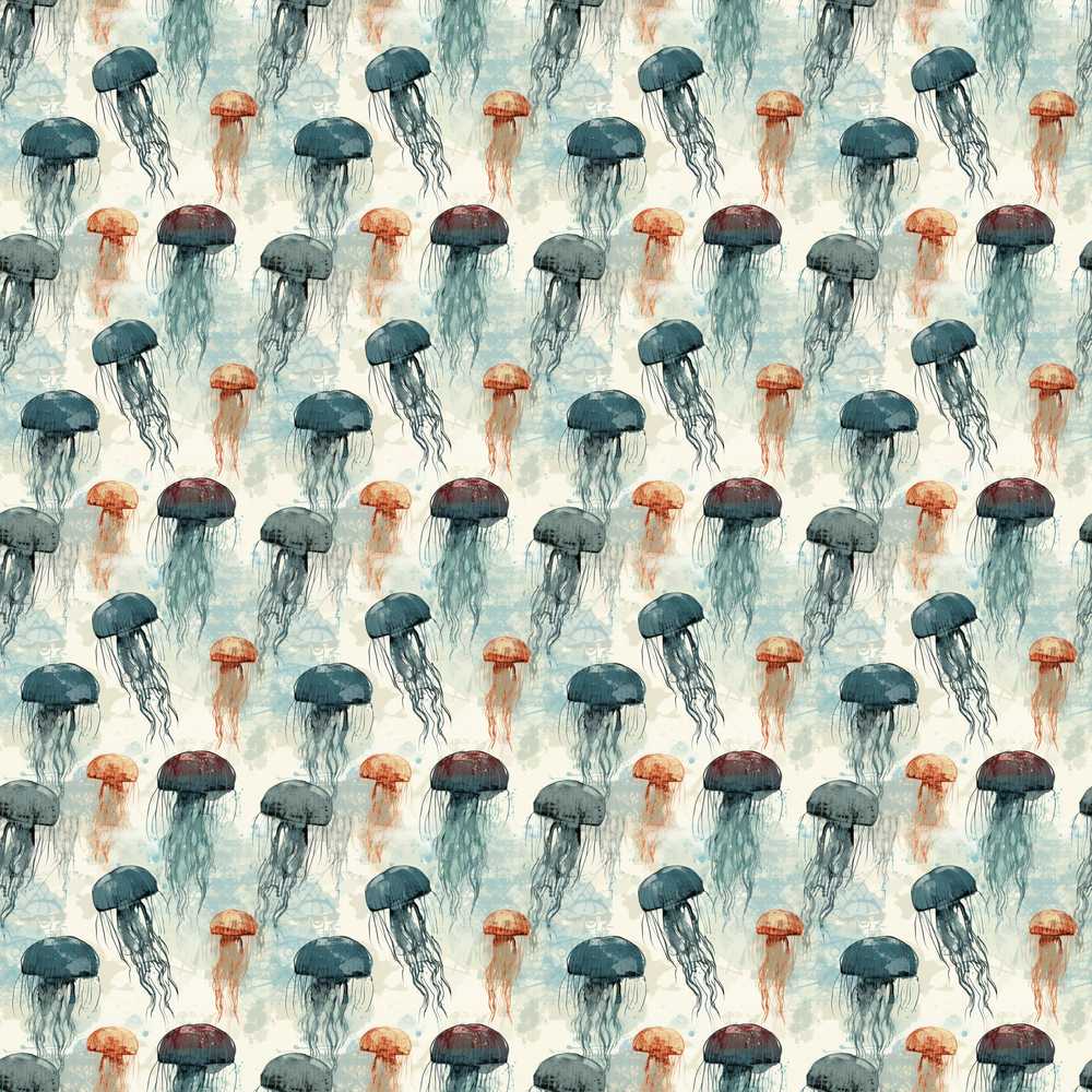 Muted Jellyfish Marine in Soft Neutral Tones Seamless Ocean