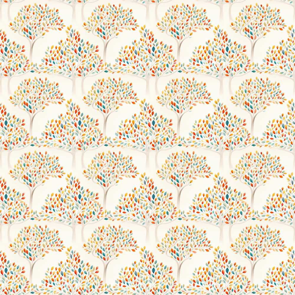 Modern Colourful Leafy Trees on Light Background Decorative