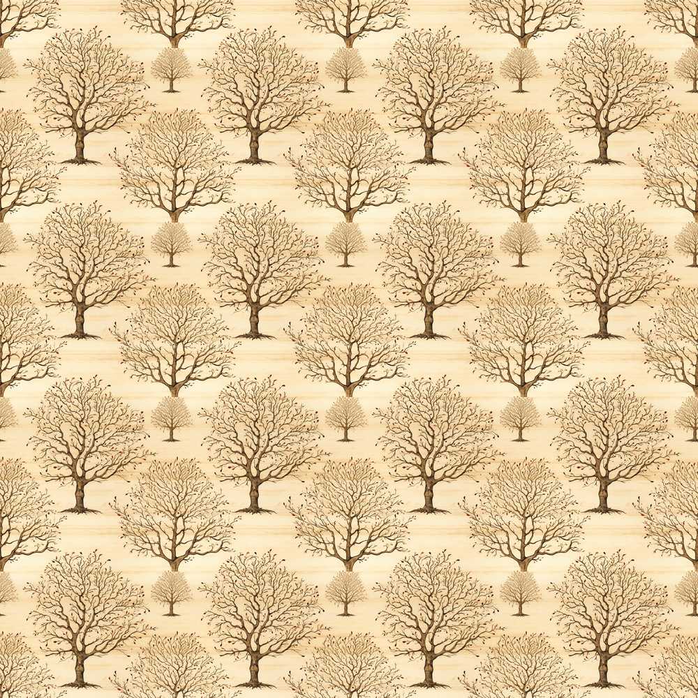 Rustic Bare Trees Woodland on Neutral Background Decorative