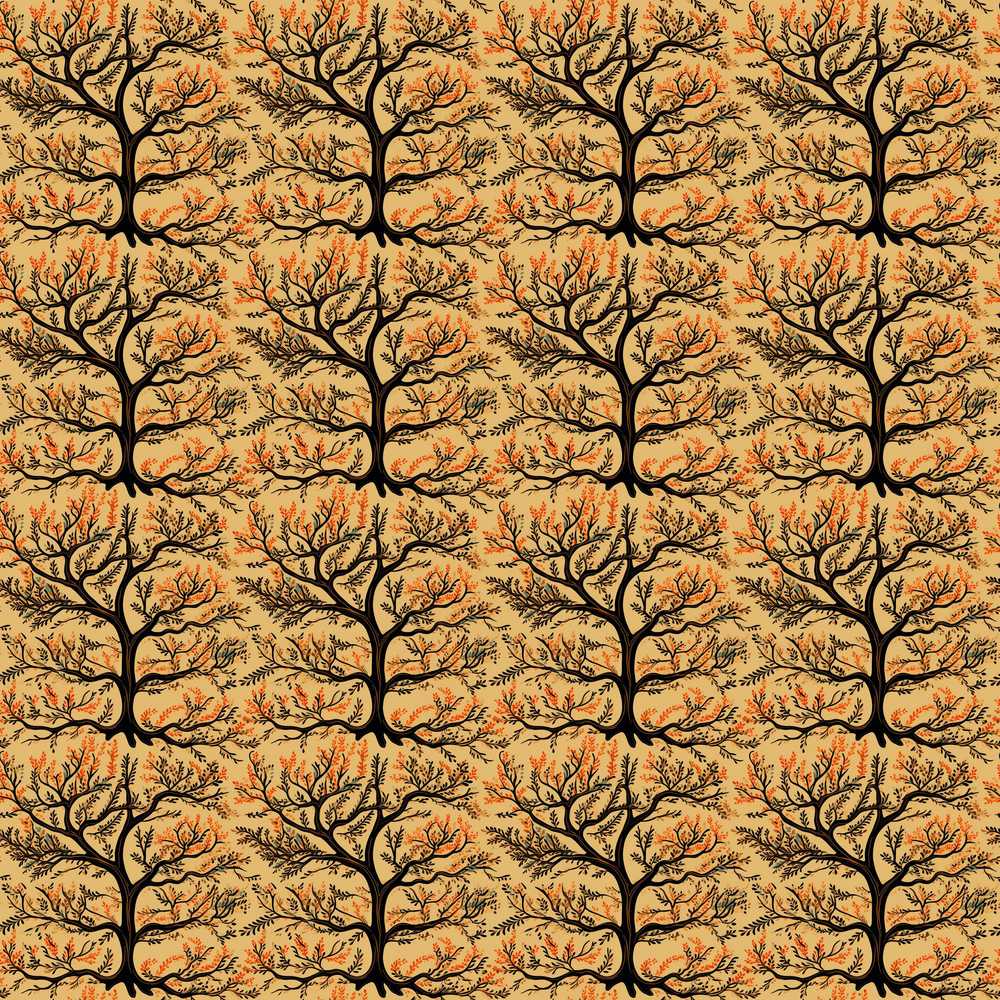Autumn Branch Silhouette Tree in Warm Earthy Tones