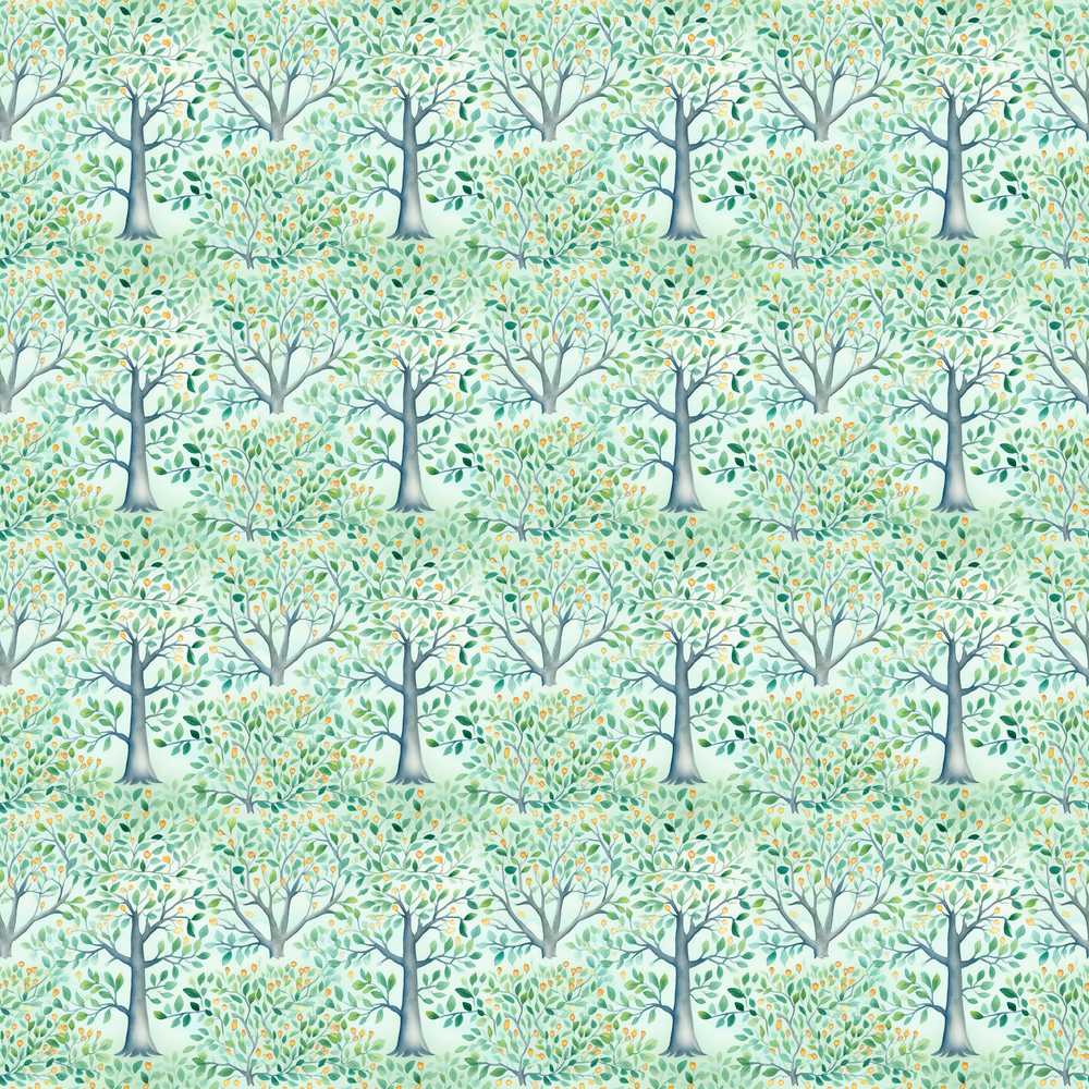 Soft Blue Green Stylised Trees with Delicate Leaves Wildflower