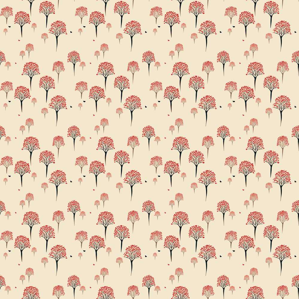Simple Red Berry Tree Motif on Neutral Background Minimal Botanical
