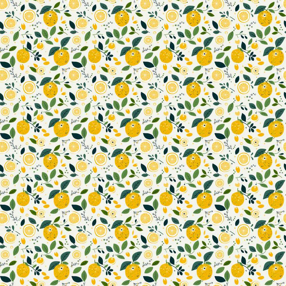 Fresh Lemon Citrus with Leaves and Sliced Fruit Wildflower