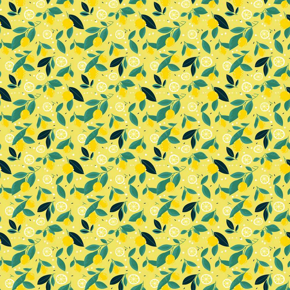 Bright Yellow Lemon and Leaf with Modern Flat Illustration