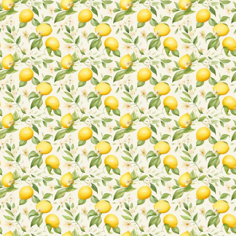 Soft Watercolour Lemons and Blossoms Botanical Wildflower Pattern