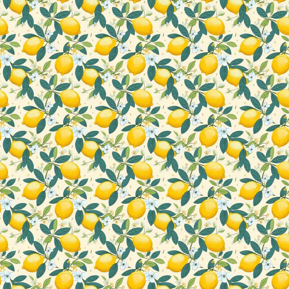 Classic Lemon Branches with White Blossoms Neutral Background Wildflower