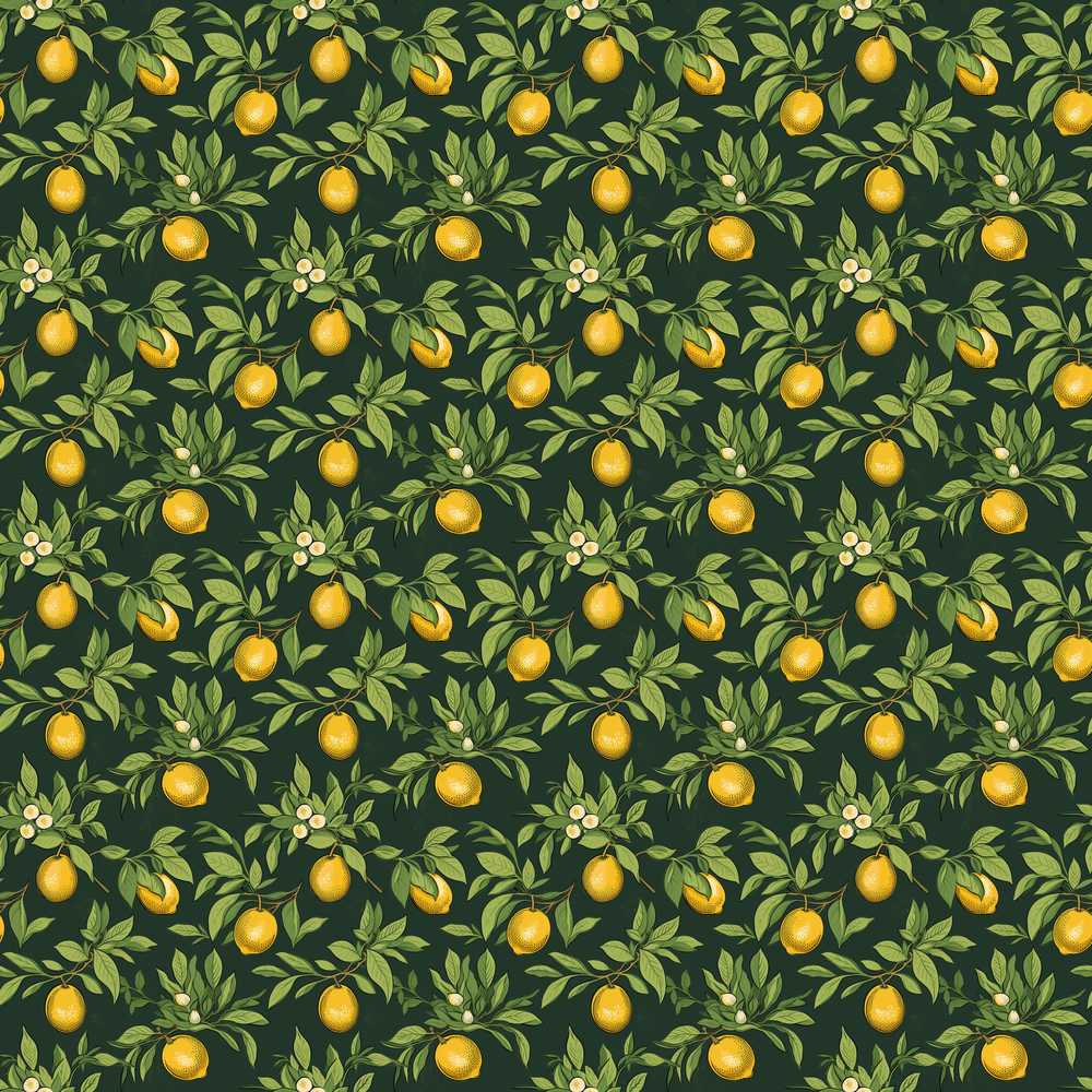 Dark Green Lemon Tree Botanical with Detailed Leaves Seamless