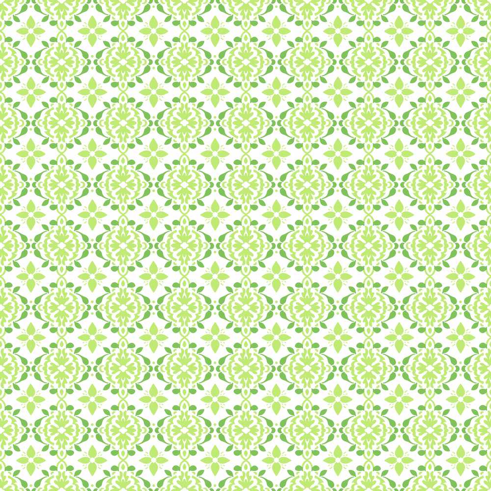 Geometric Floral Green Tile on White Background Seamless Wildflower