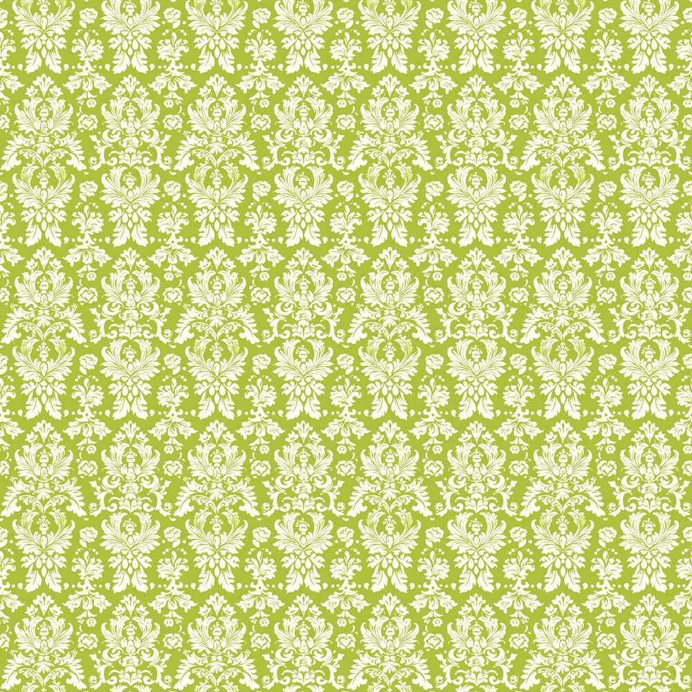 Green and White Traditional Damask Decorative Repeat Pattern