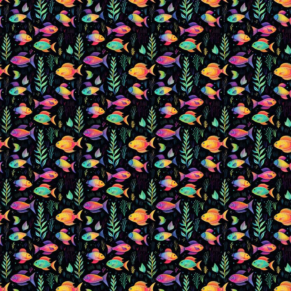 Colourful Tropical Fish on Deep Blue Background Coastal