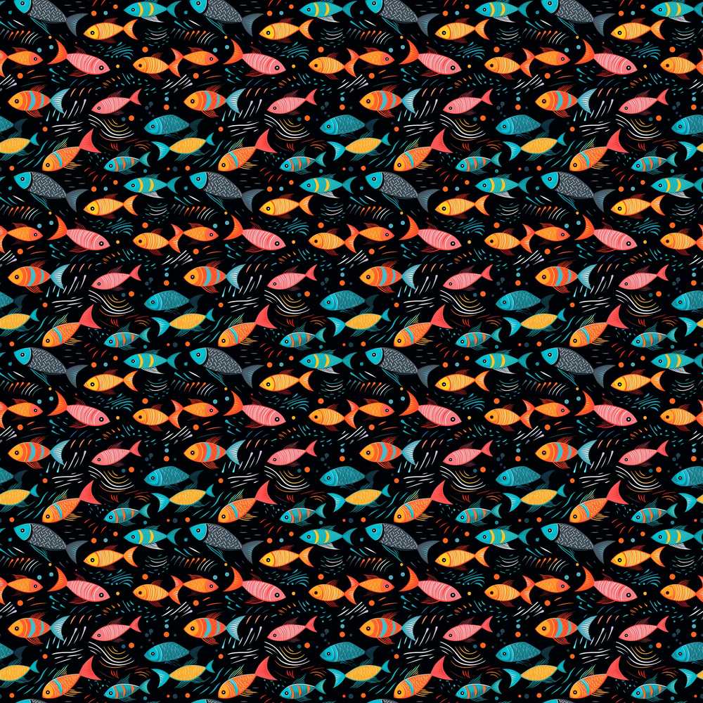 Colorful Tropical Fish on Dark Ocean Background Coastal