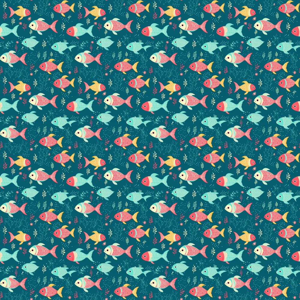 Playful Multicolor Fish with Tiny Sea Plants Coastal