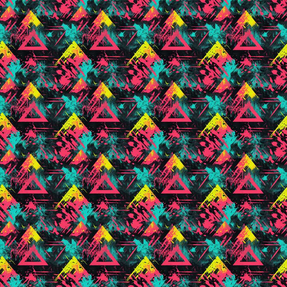 Bold Neon Grunge Triangle Splash Geometric Repeat Pattern
