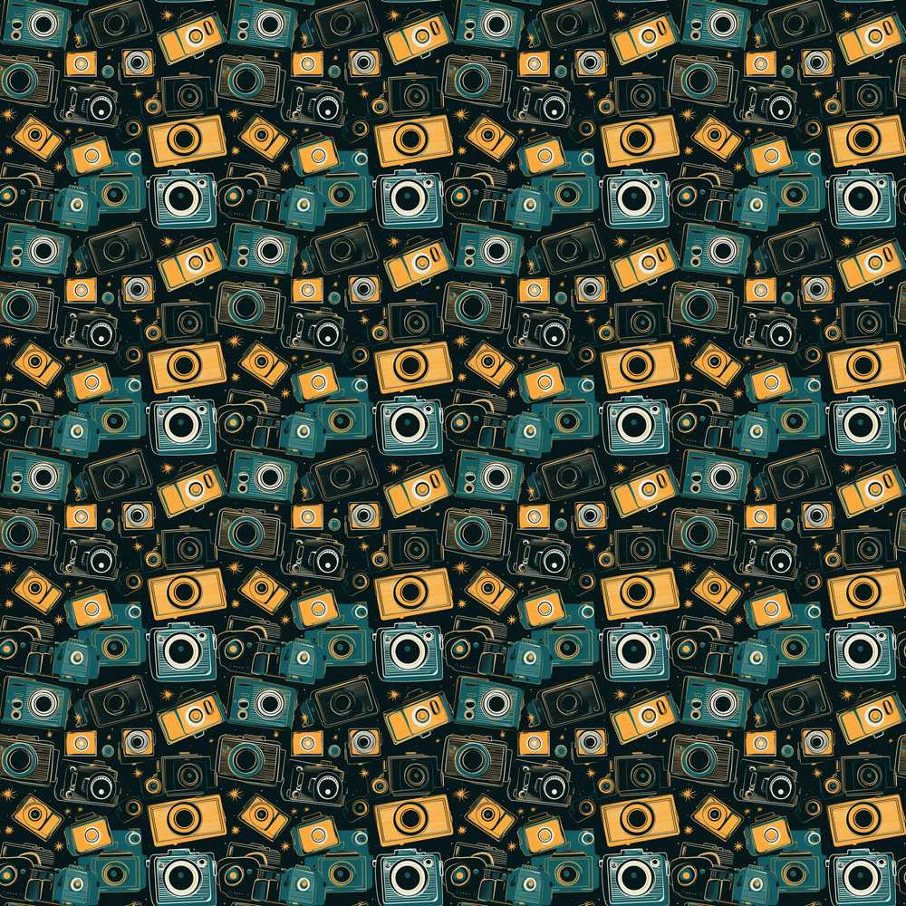 Retro Camera Night Sky with Stars Dark Background