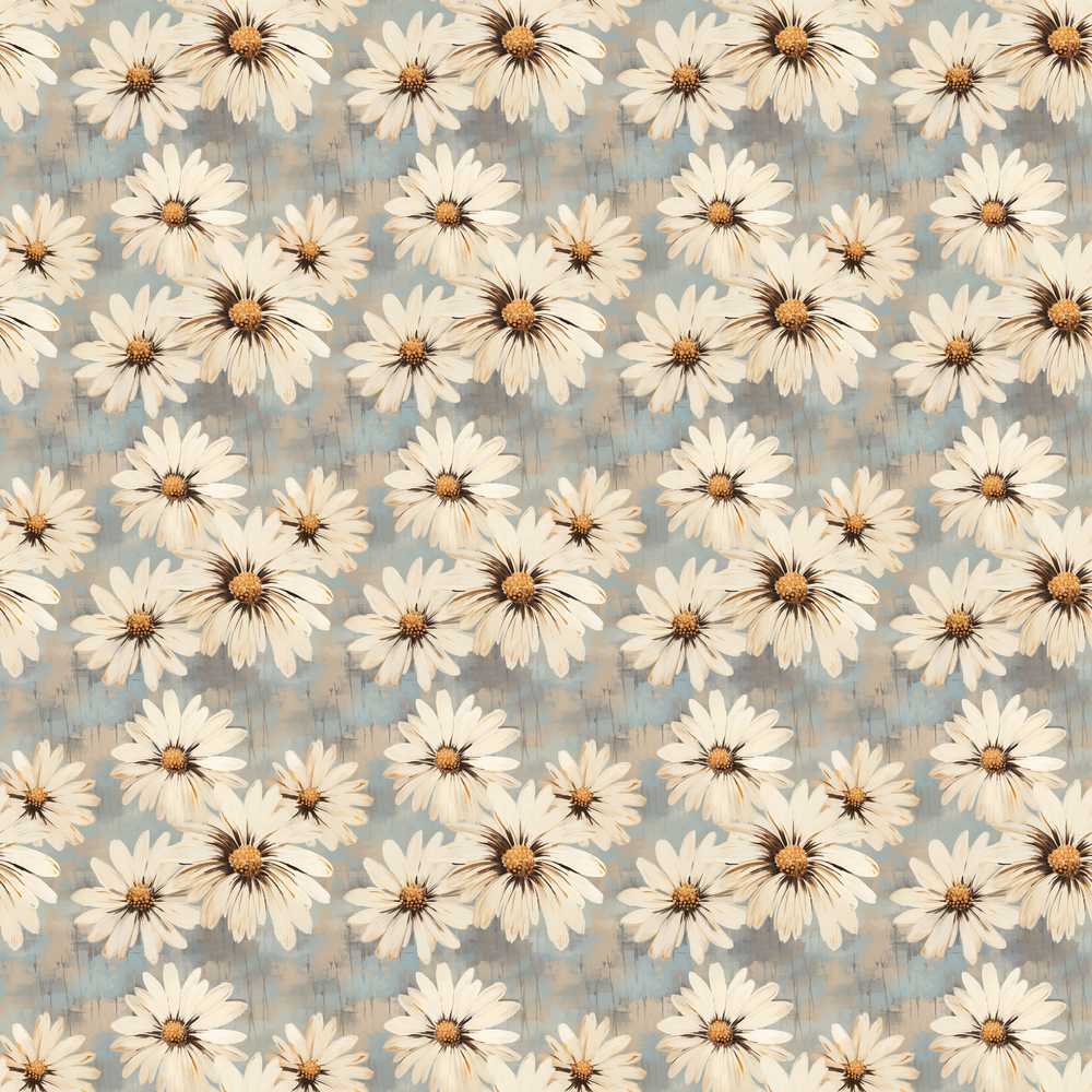 Fresh White Daisy Meadow on Sky Blue Background Wildflower