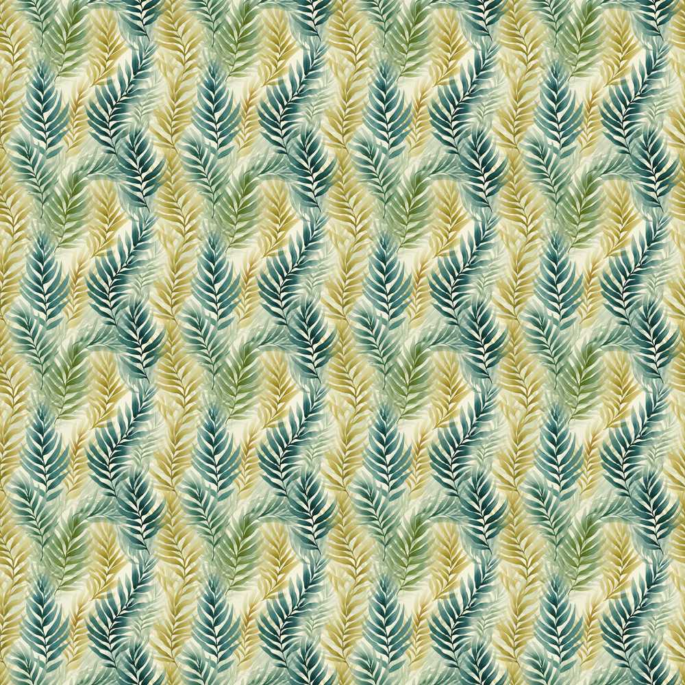 Tropical Palm Leaf Botanical in Green and Mustard Tones Seamless
