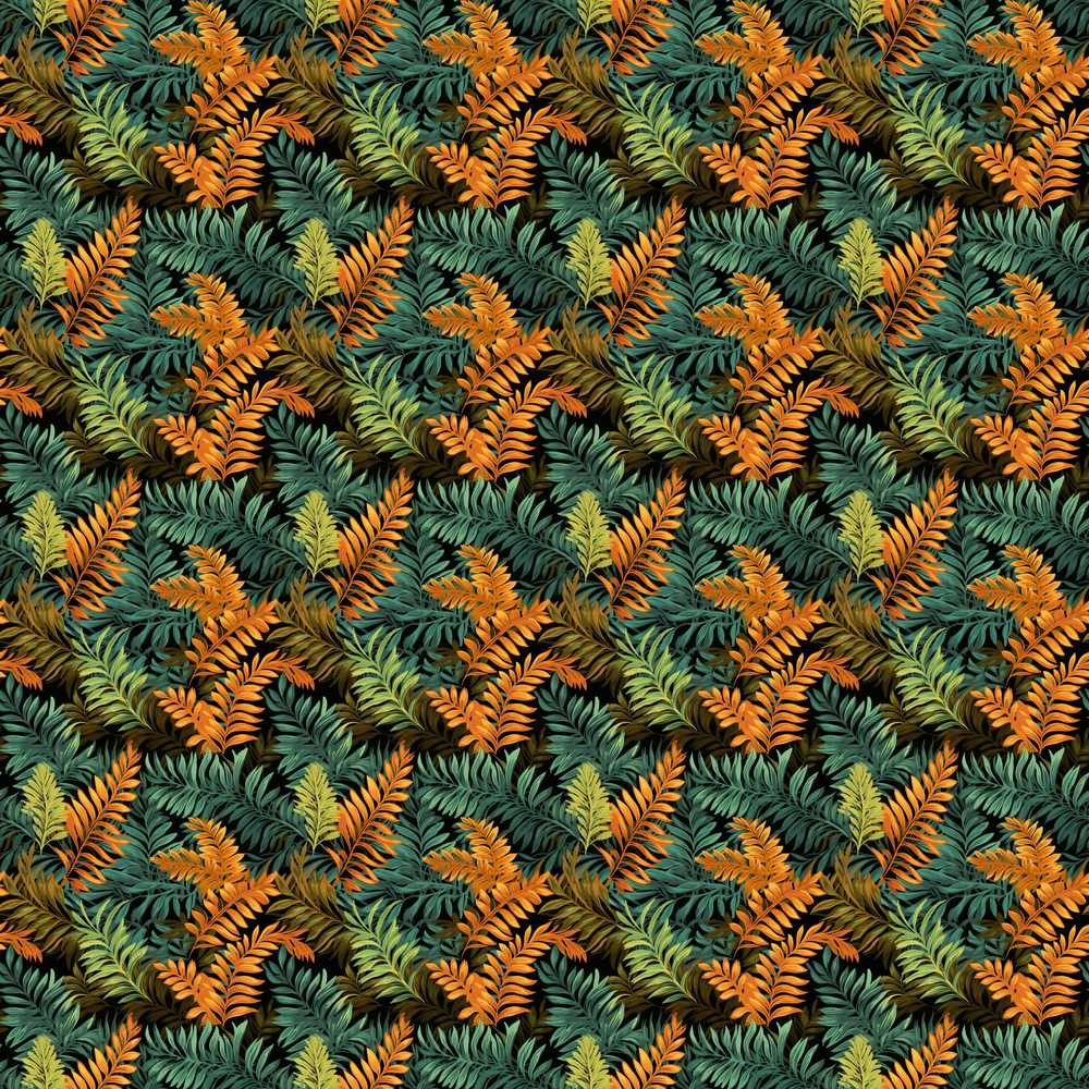Lush Tropical Foliage in Rich Green and Amber Tones