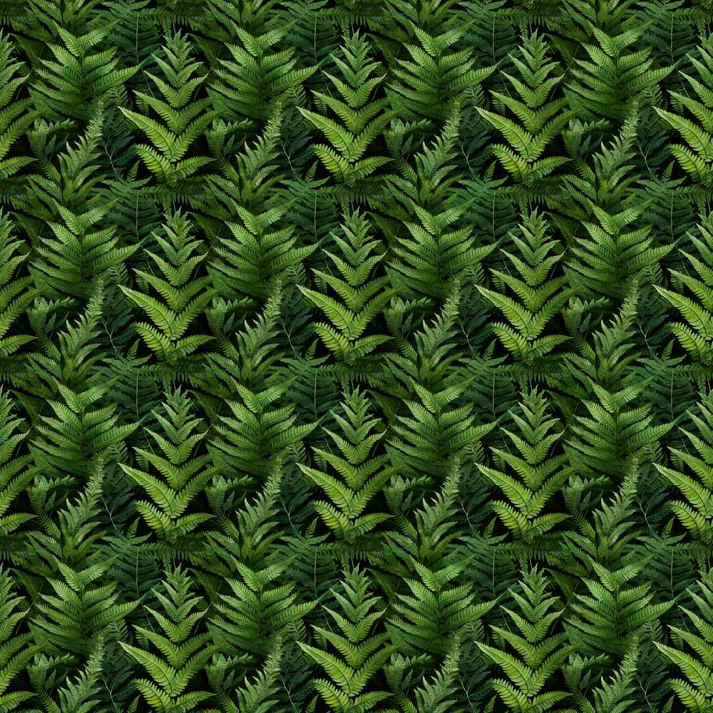 Lush Green Fern Jungle Seamless Botanical Wildflower Pattern