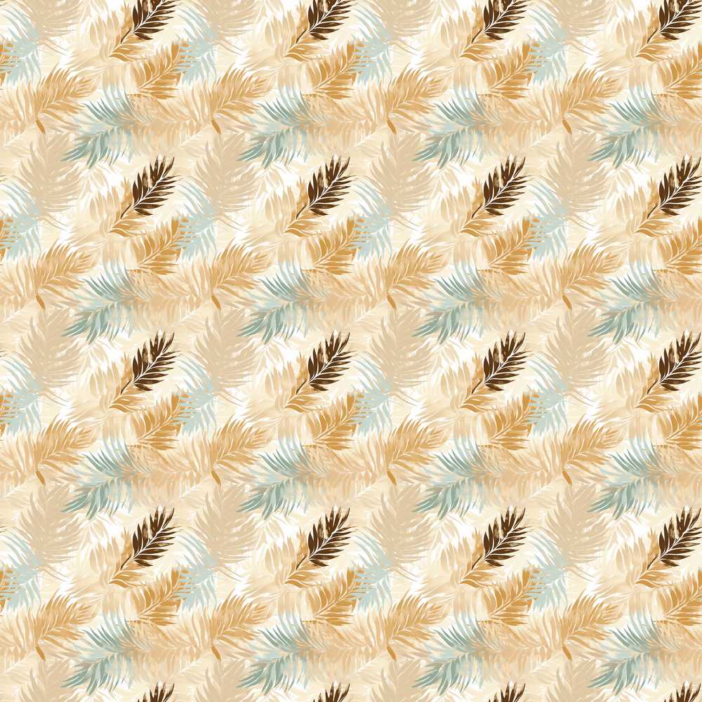 Neutral Beige Tropical Palm Leaves Wildflower Pattern Botanical