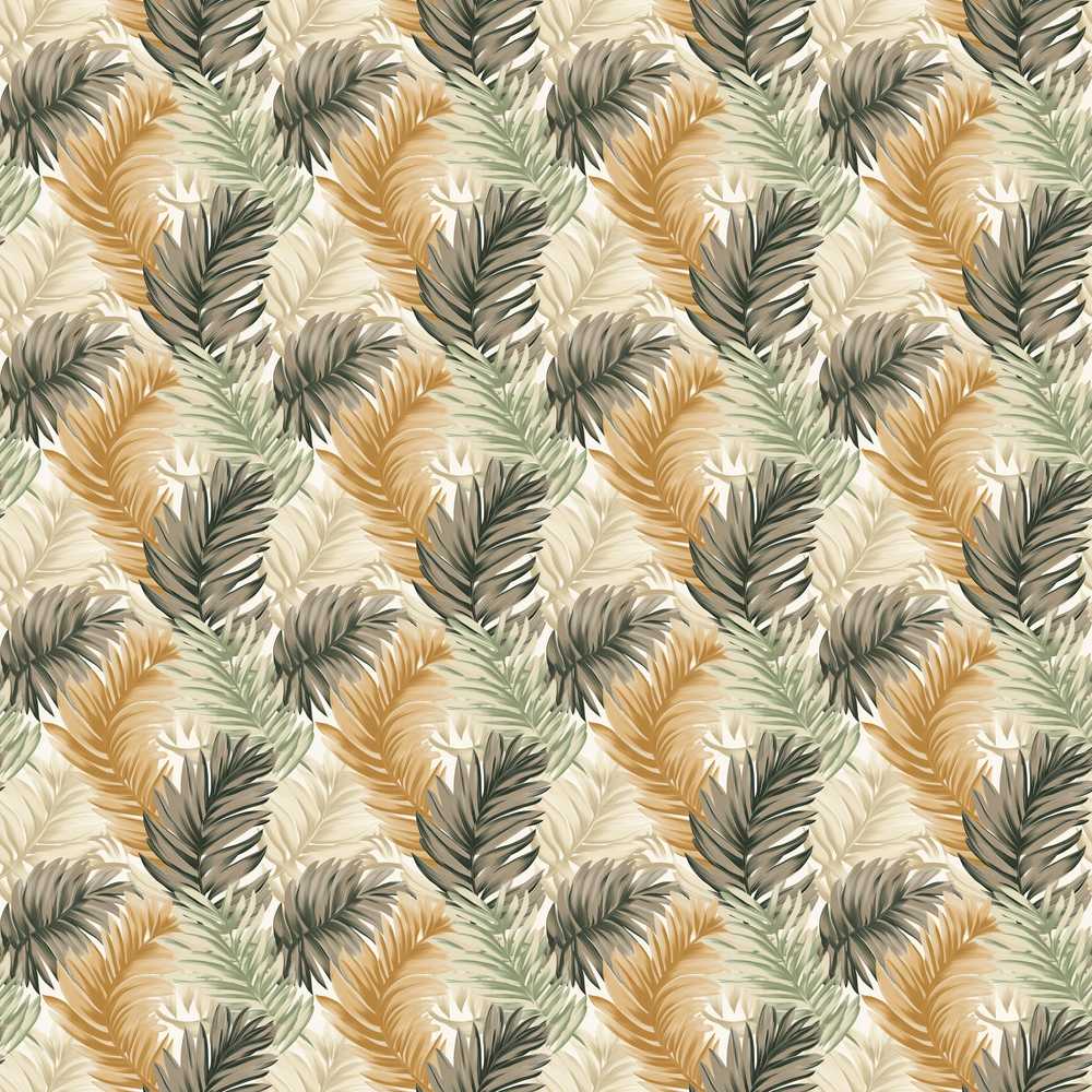 Earthy Toned Palm Leaf Botanical Wildflower Pattern