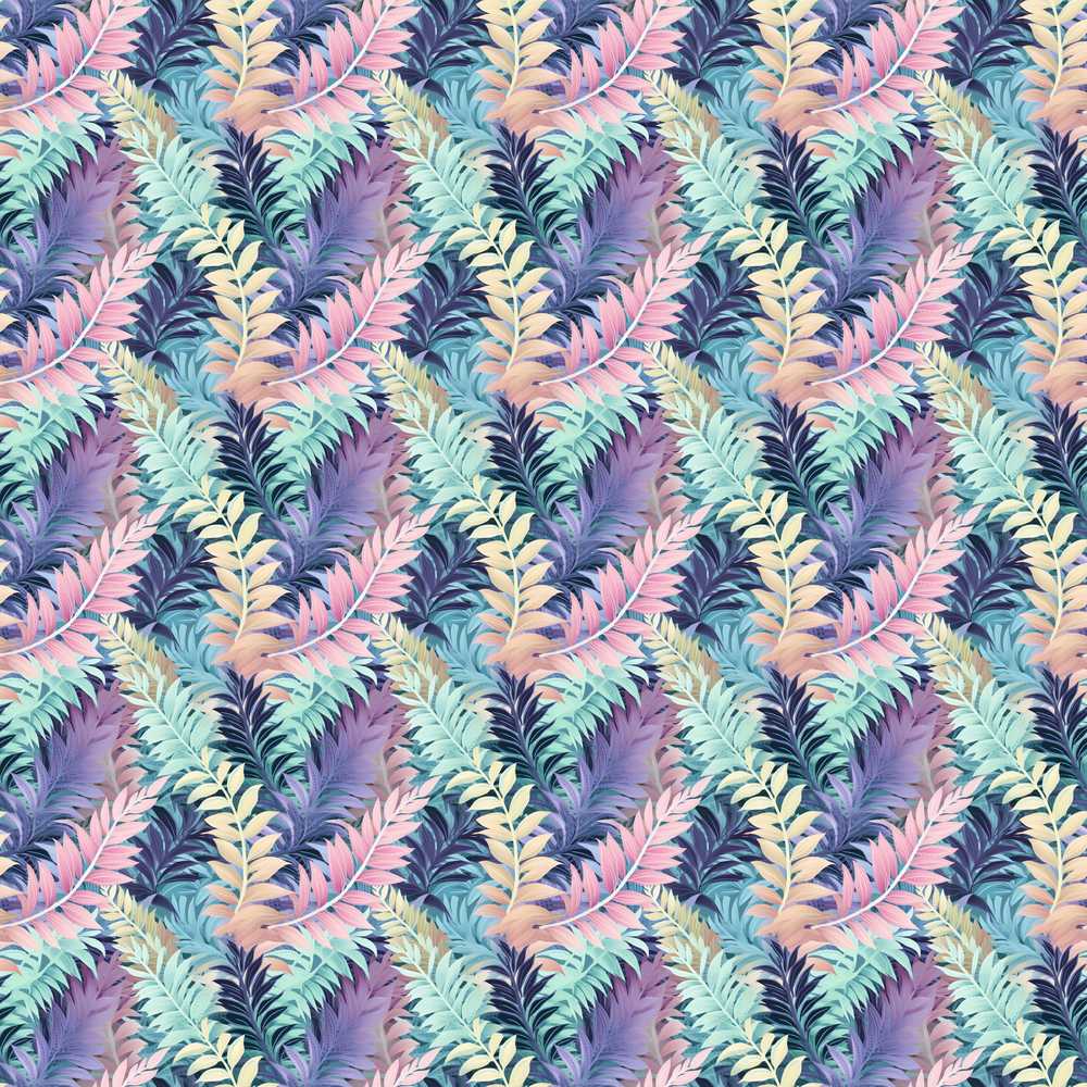 Pastel Multicolour Tropical Leaves Wildflower Pattern Botanical