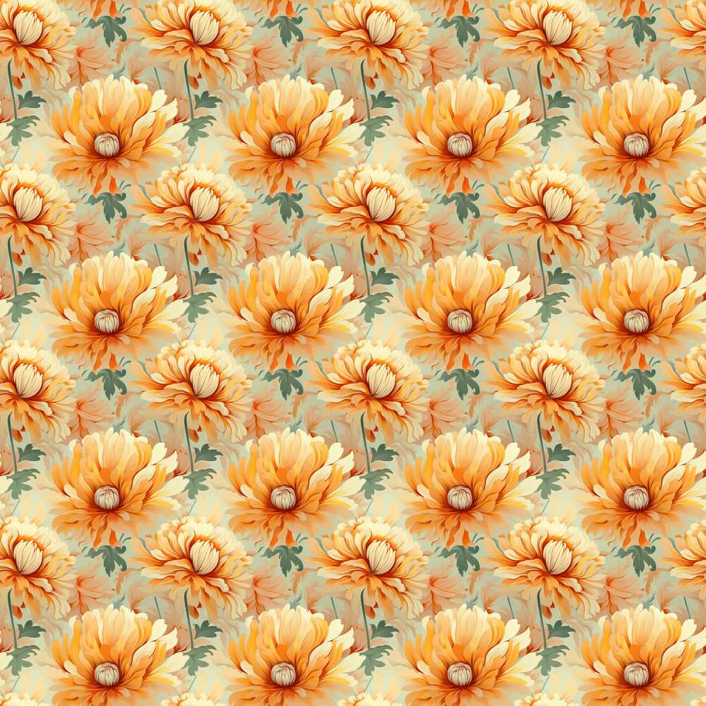 Soft Pastel Orange Peony Floral Light Botanical Wildflower Pattern