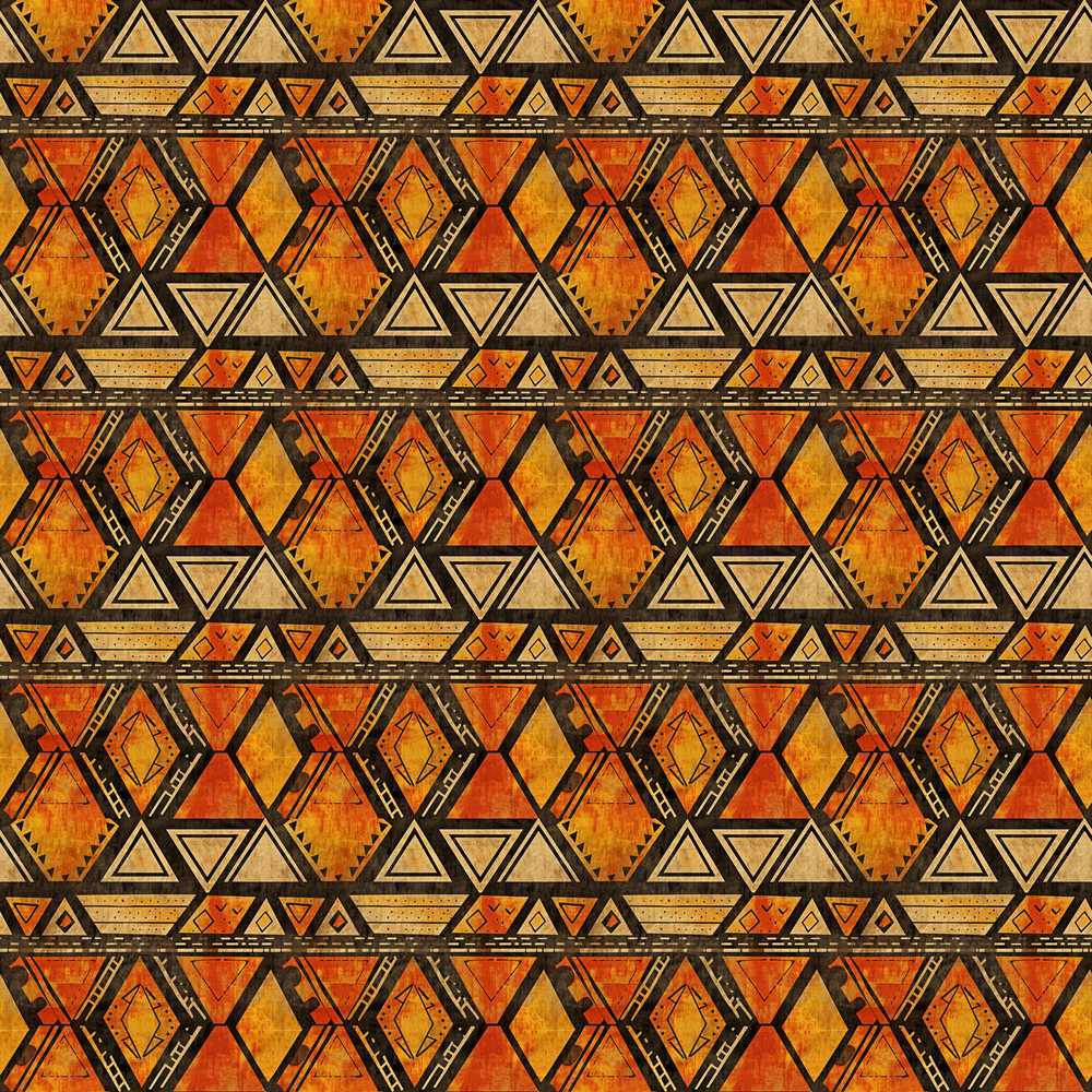 Vibrant Tribal Triangle with Distressed Texture in Warm Earth Colours
