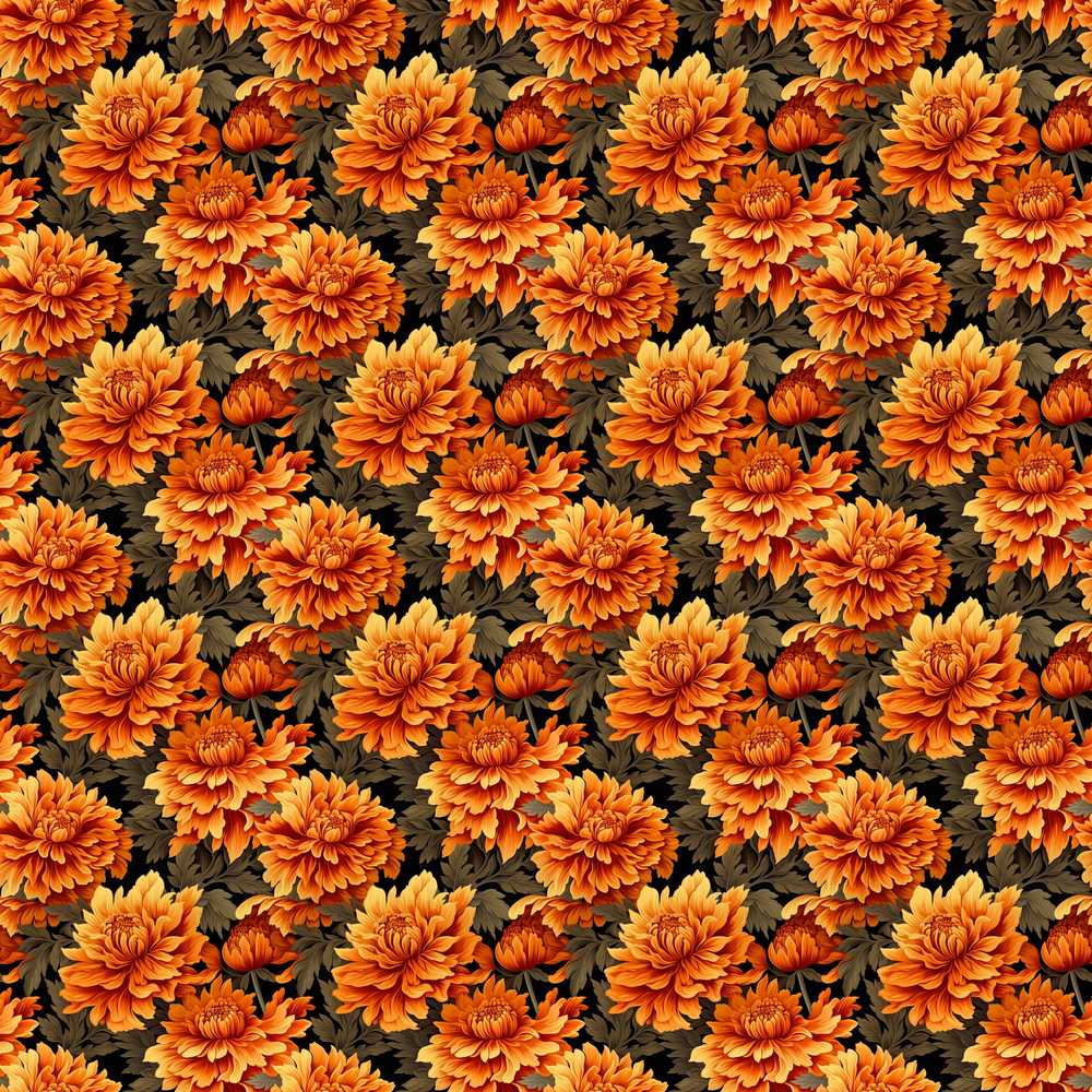 Rich Autumn Floral with Orange and Rust Chrysanthemums in Full