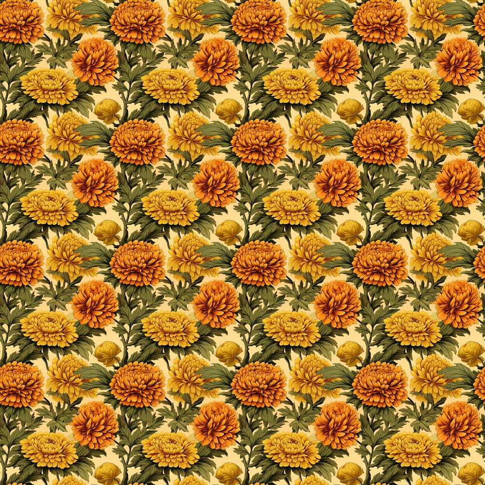 Bold Vintage Orange Poppy Floral on Warm Beige Background