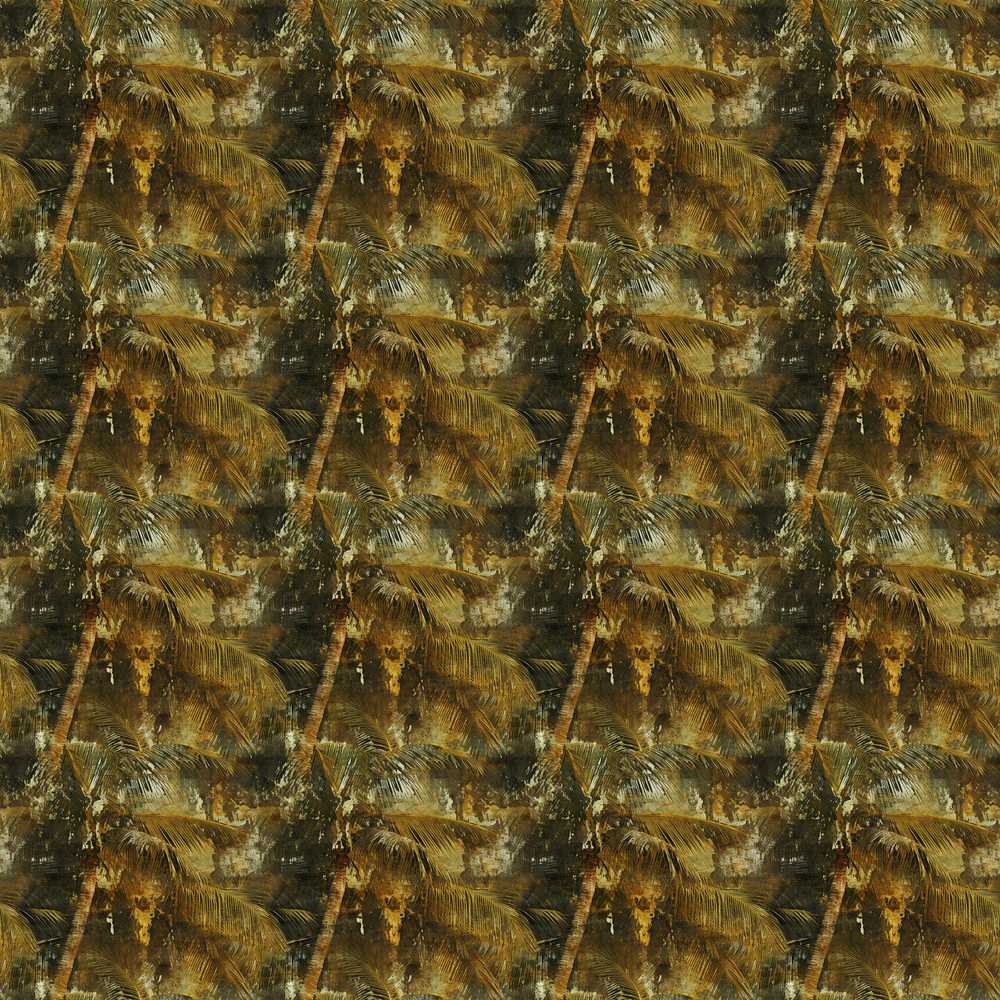 Grunge Style Tropical Palm Tree in Dark Earthy Brown Tones