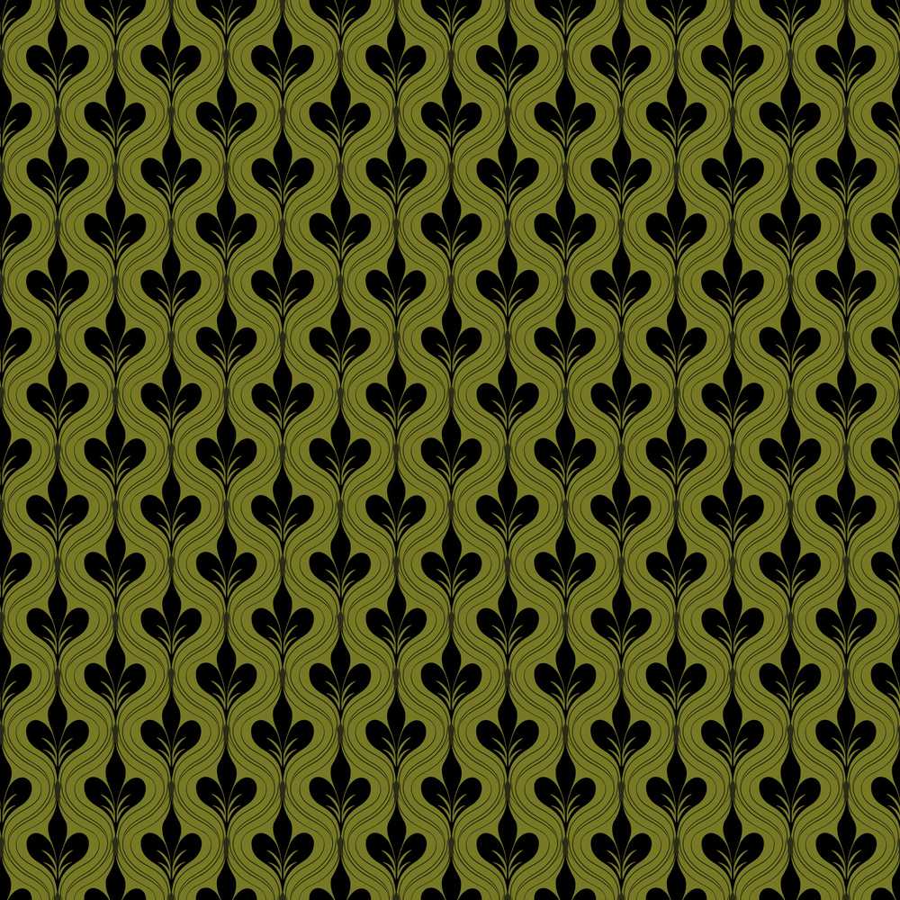 Mid Century Modern Green Leaf Geometric Botanical Wildflower Pattern