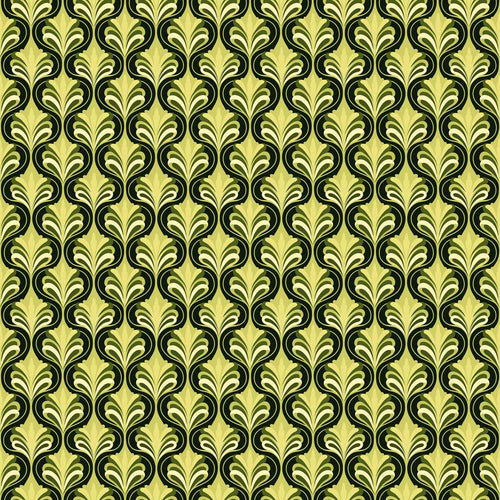 Art Nouveau Inspired Green Ornamental Leaf Vintage Style Wildflower