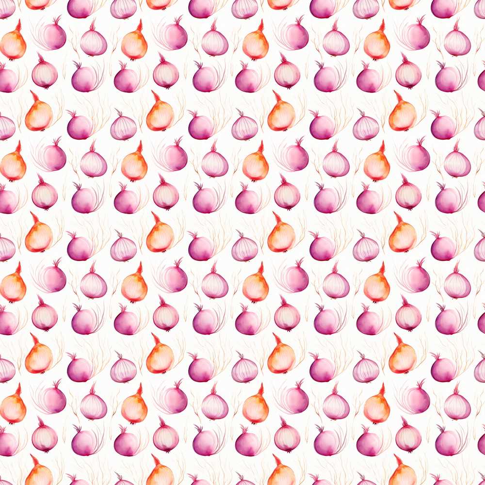 Watercolor Onion Repeat Pink and Orange Kitchen Vegetable