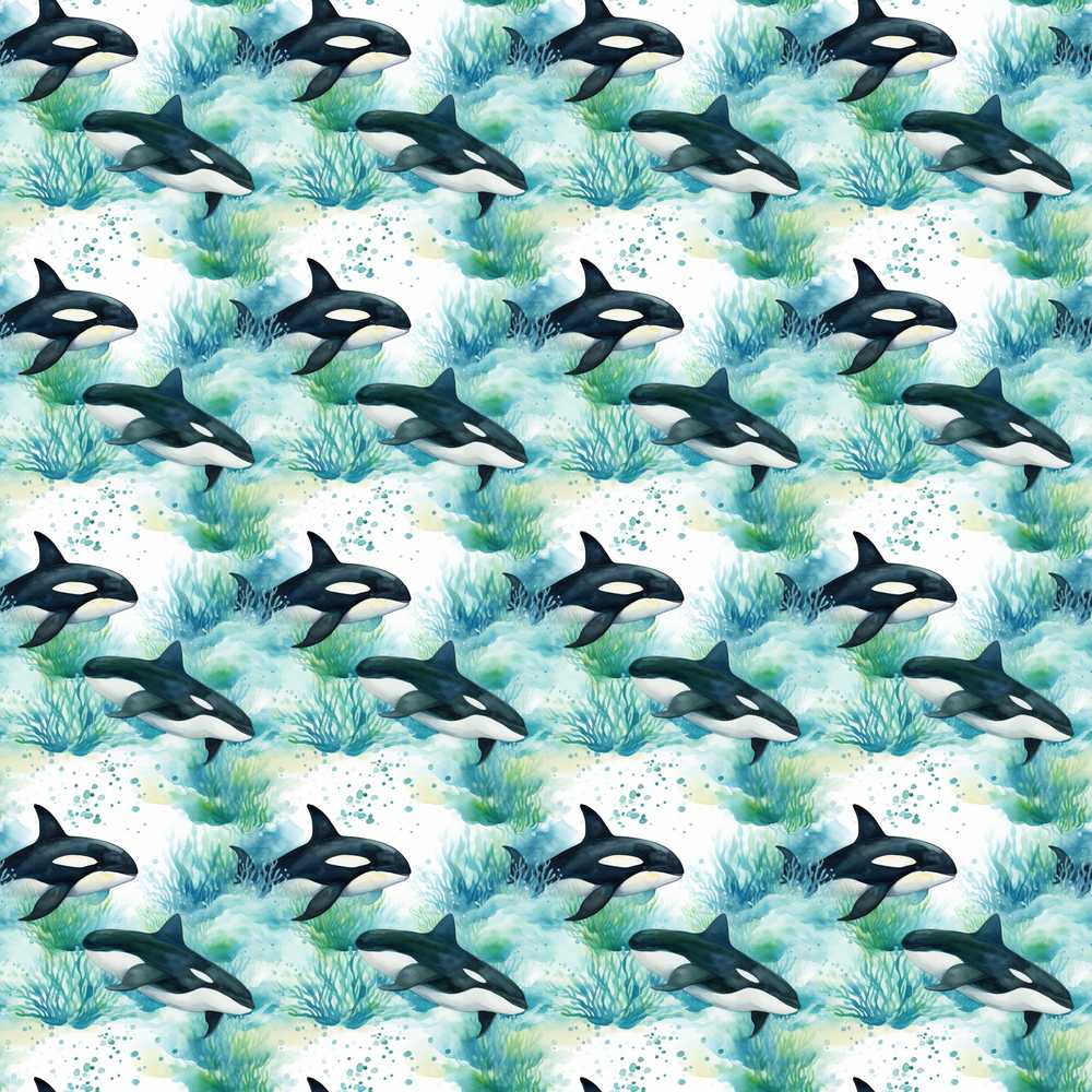 Orca Whale Forest Coastal Nature Ocean Fusion Illustration