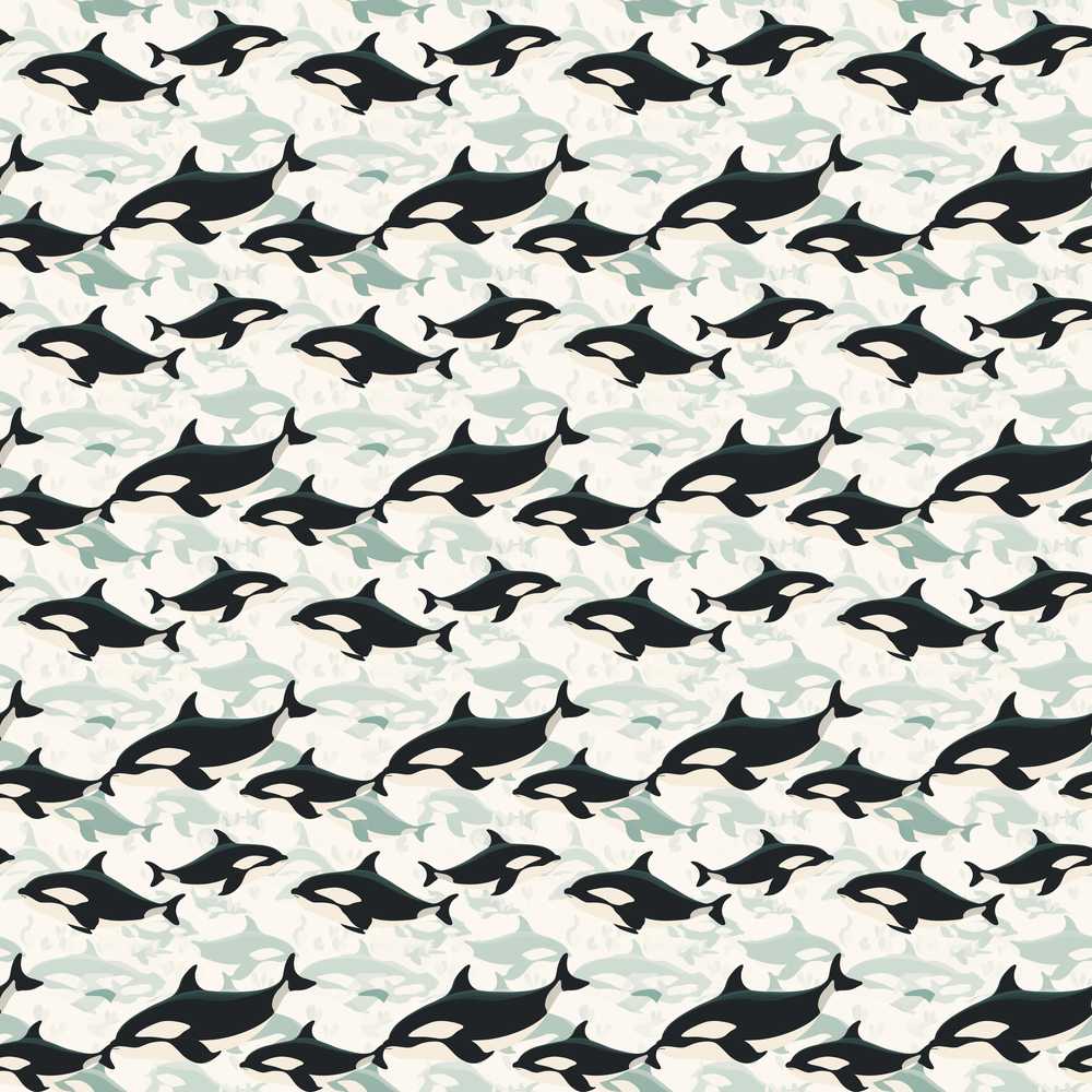 Orca Whale Minimal Ocean Marine Coastal Illustration Pattern