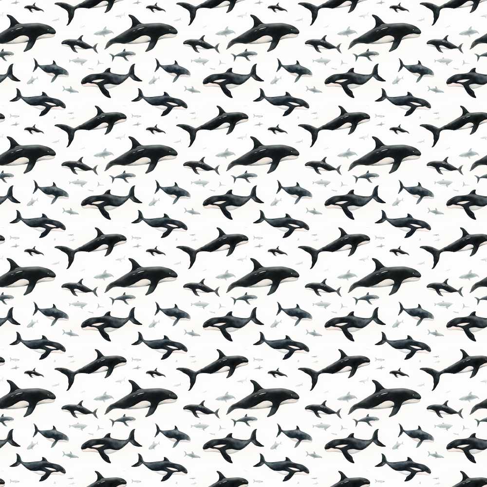 Realistic Orca Whale Ocean Wildlife Illustration Coastal Pattern