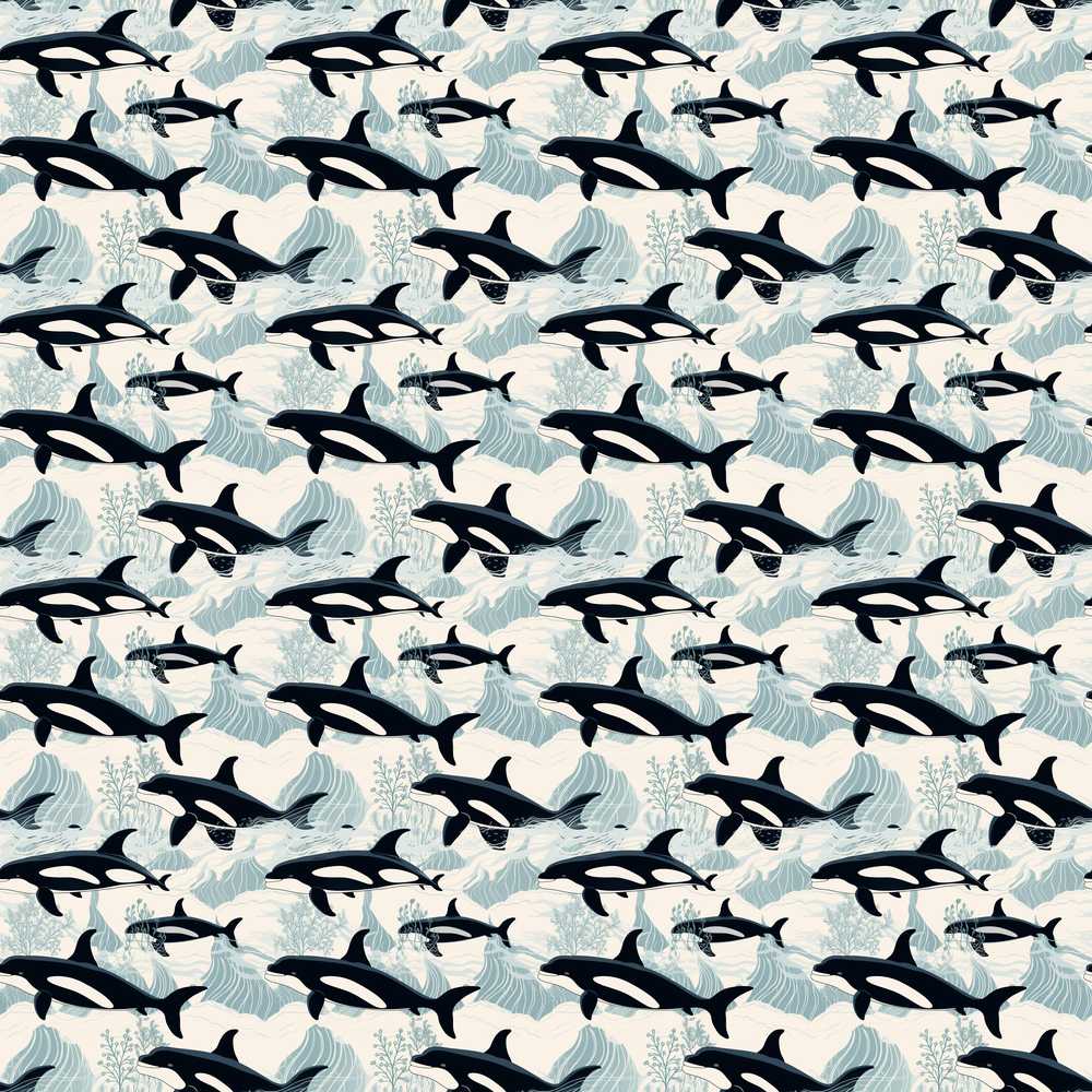 Orca Whale Ocean Wave Nautical Marine Coastal Illustration