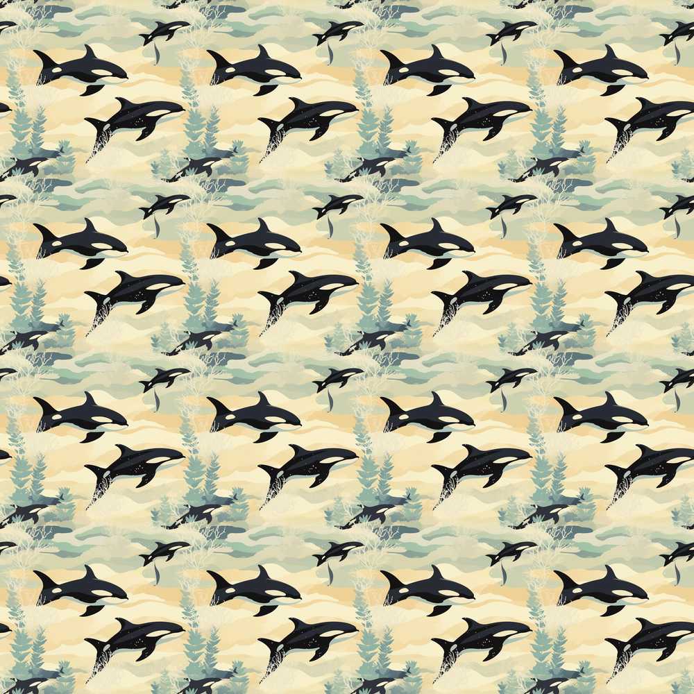 Watercolor Orca Whale Soft Ocean Coral Coastal Illustration