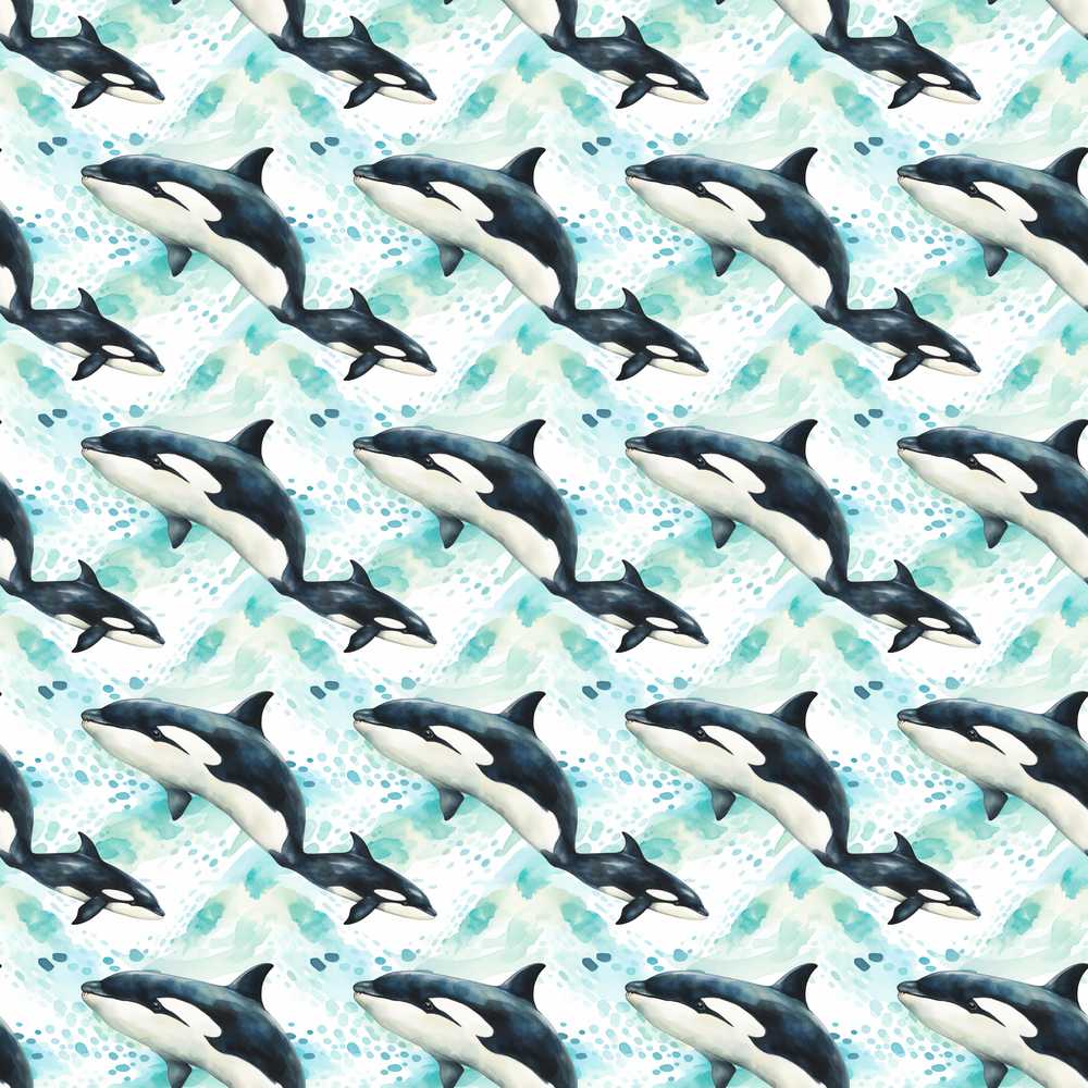 Stylised Orca Whale Wave Nautical Ocean Scene Coastal